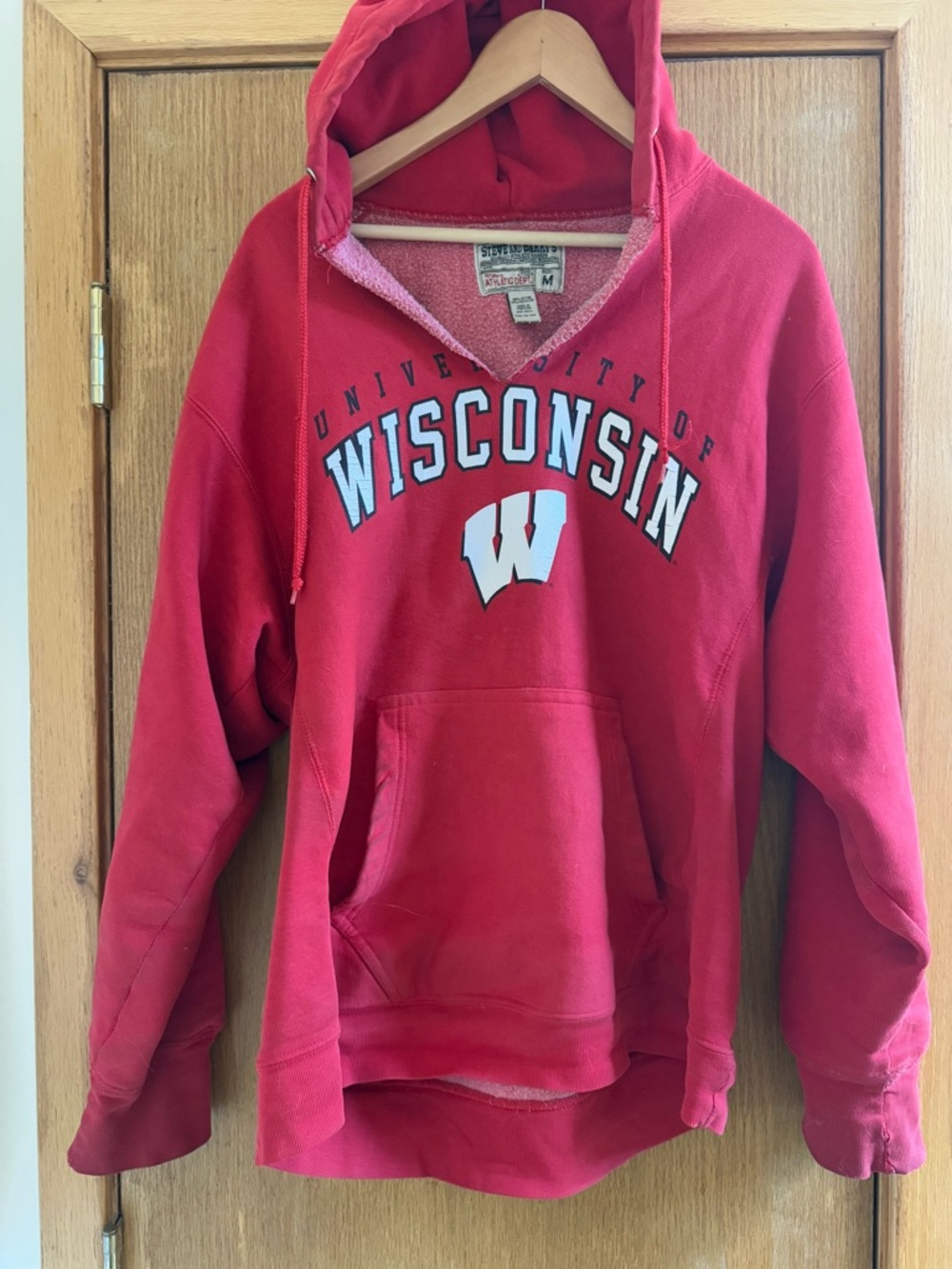 🔷 {3/$20} University of Wisconsin Distressed Hoodie Sweatshirt - M